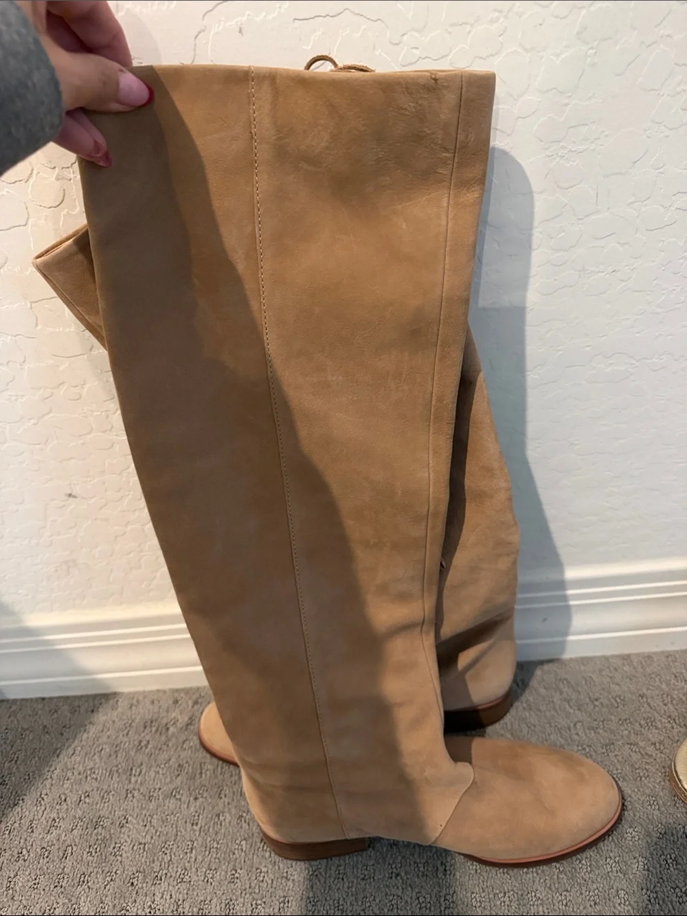 Sam Edelman Tan Suede Over-the-Knee Fringe Boots